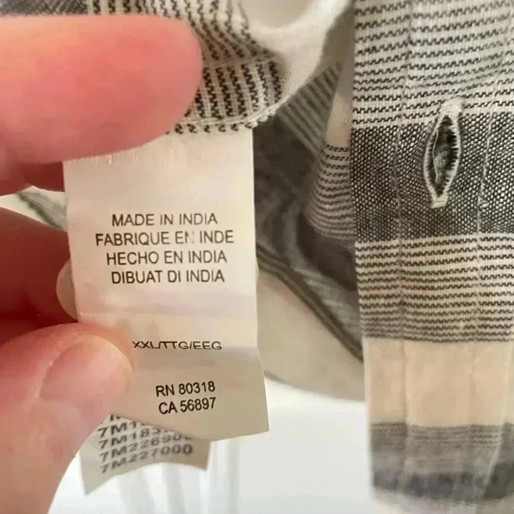 Lucky Brand Men’s Gray & White Striped Linen Shirt SZ XXL - Picture 5 of 8